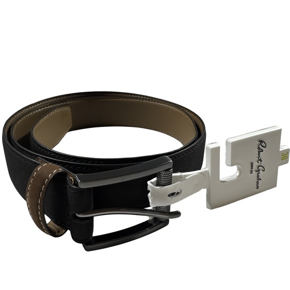 ROBERT GRAHAM Leather Belt Men's Size 38‎ Black Brown Signature Ripaso RG304895 - Picture 1 of 10